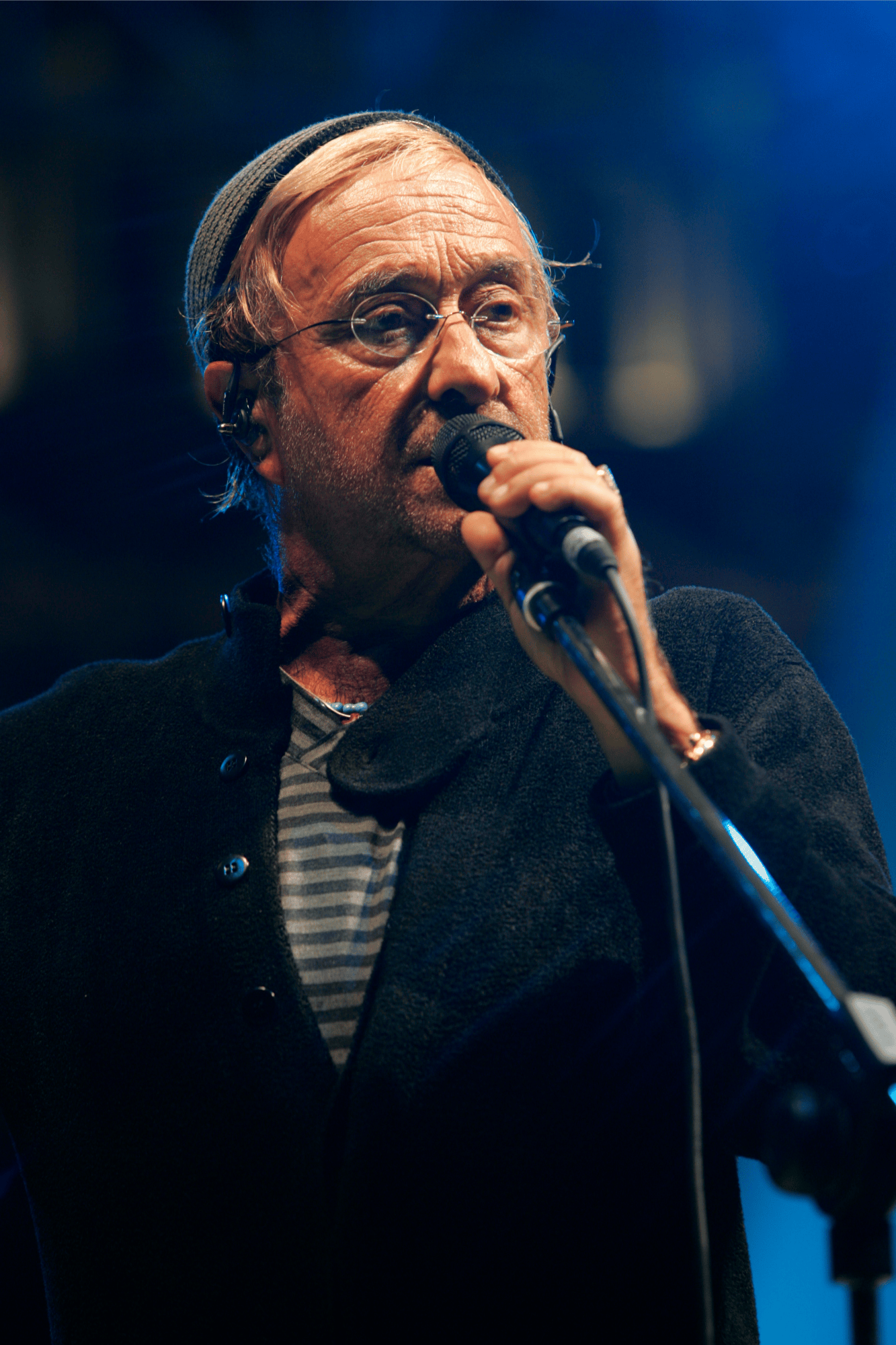 Singer performing at the microphone