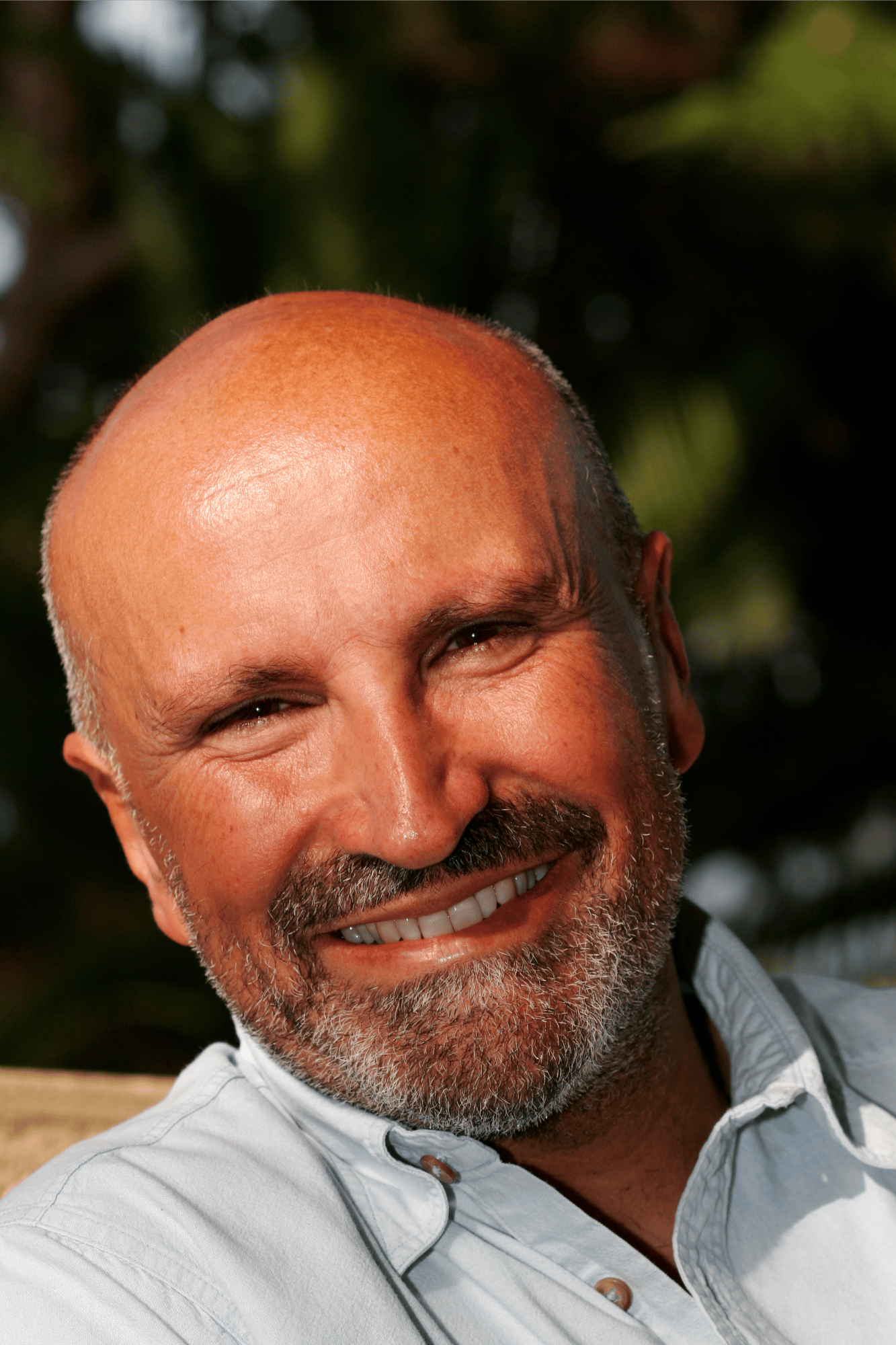 Smiling bald man portrait