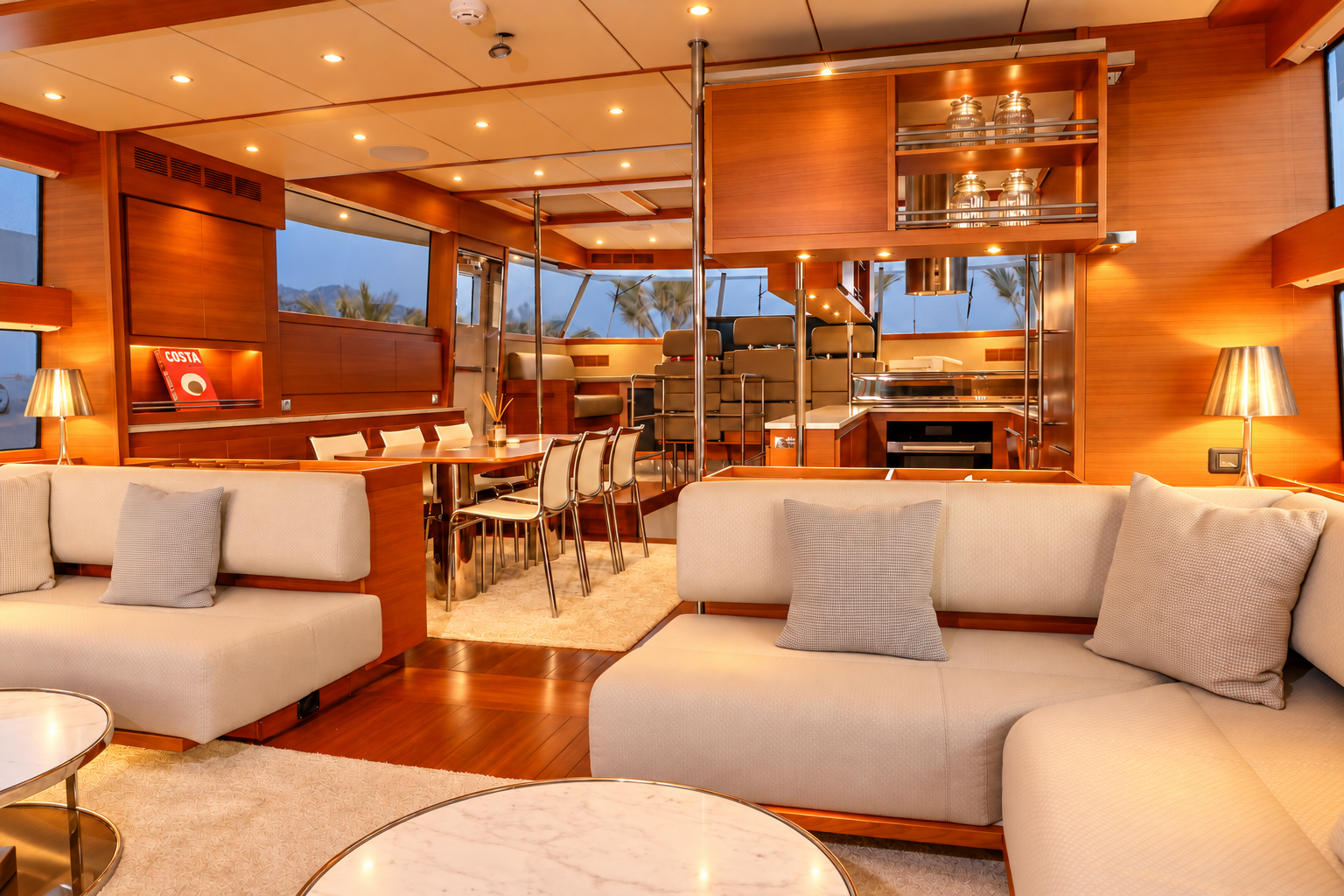 Luxury yacht salon interior